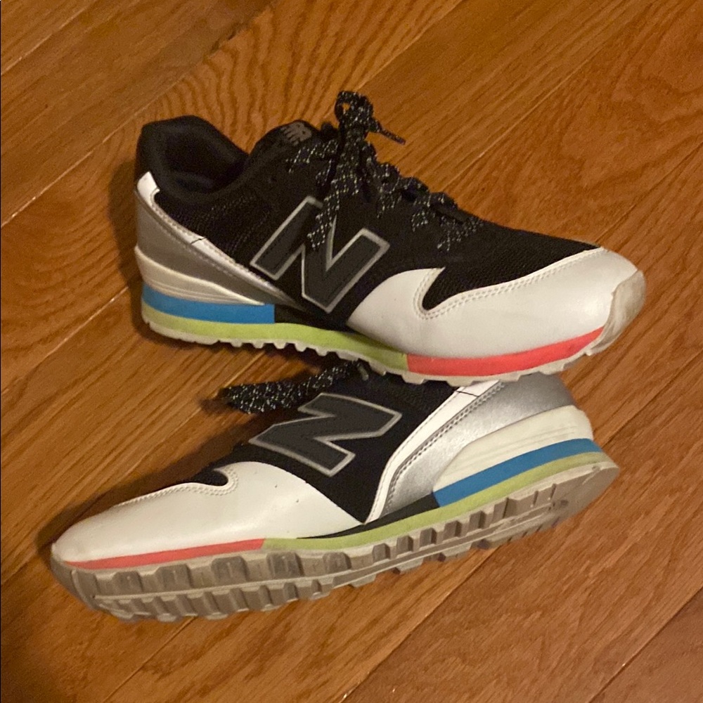New Balance 99 Black and White Sneakers with Silver and Colorful Accents